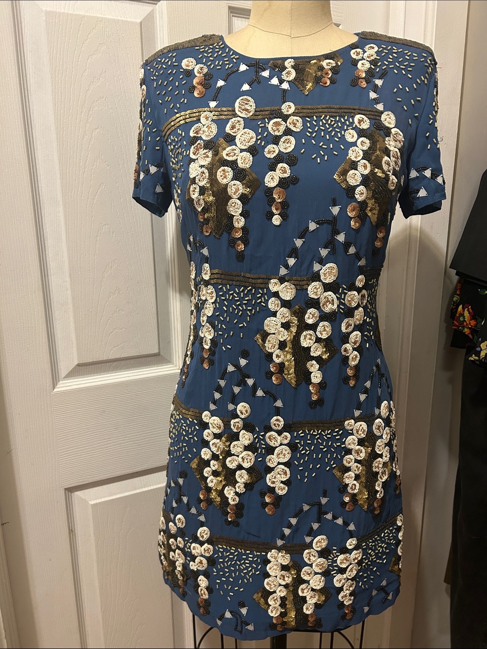 French Connection Blue Sequin Embellished Mini Dress